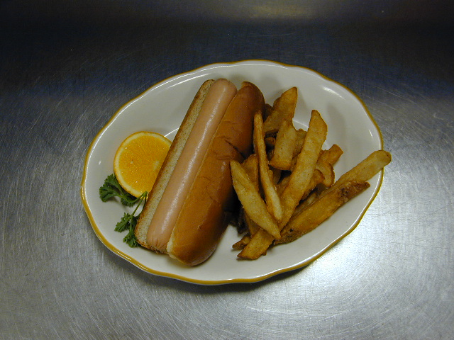 Hot Dog with French Fries of Captain Joe's Seafood, Brunswick, Georgia