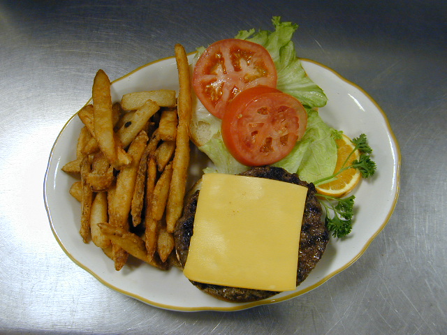 Cheeseburger with French Fries of Captain Joe's Seafood, Brunswick, Georgia